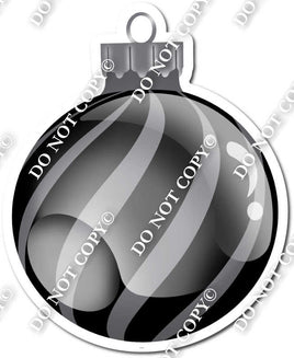 Flat Black & Grey - Horizontal Swirl - Christmas Ornament / Ball w/ Variants