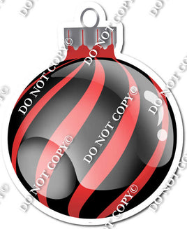 Flat Black & Red - Horizontal Swirl - Christmas Ornament / Ball w/ Variants