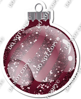Sparkle Burgundy - Horizontal Swirls - Christmas Ornament / Ball w/ Variants