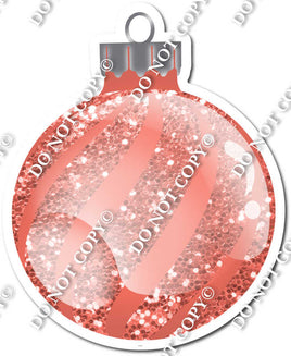 Sparkle Coral - Horizontal Swirls - Christmas Ornament / Ball w/ Variants