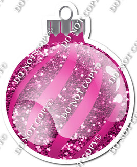 Sparkle Hot Pink - Horizontal Swirls - Christmas Ornament / Ball w/ Variants