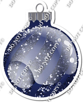 Sparkle Navy Blue - Horizontal Swirls - Christmas Ornament / Ball w/ Variants