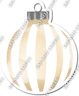 Flat White & Champagne - Vertical Lines - Christmas Ornament / Ball w/ Variants