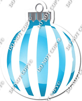 Flat White & Caribbean - Vertical Lines - Christmas Ornament / Ball w/ Variants