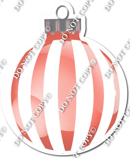 Flat White & Coral - Vertical Lines - Christmas Ornament / Ball w/ Variants