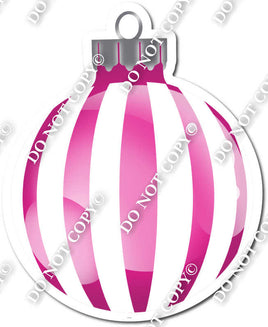 Flat White & Hot Pink - Vertical Lines - Christmas Ornament / Ball w/ Variants