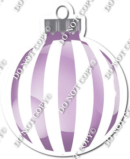 Flat White & Lavender - Vertical Lines - Christmas Ornament / Ball w/ Variants