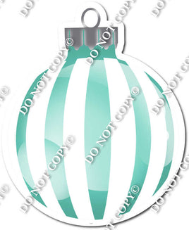 Flat White & Mint - Vertical Lines - Christmas Ornament / Ball w/ Variants