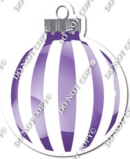 Flat White & Purple - Vertical Lines - Christmas Ornament / Ball w/ Variants
