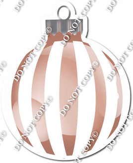 Flat White & Rose Gold - Vertical Lines - Christmas Ornament / Ball w/ Variants
