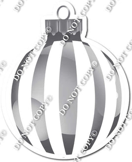 Flat White & Grey - Vertical Lines - Christmas Ornament / Ball w/ Variants