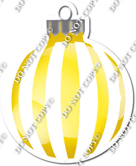 Flat White & Yellow - Vertical Lines - Christmas Ornament / Ball w/ Variants
