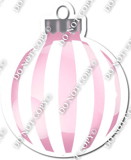 Flat White & Baby Pink - Vertical Lines - Christmas Ornament / Ball w/ Variants
