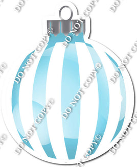 Flat White & Baby Blue - Vertical Lines - Christmas Ornament / Ball w/ Variants