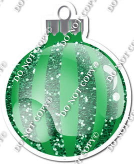 Sparkle Green - Vertical Lines - Christmas Ornament / Ball w/ Variants