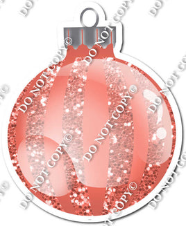 Sparkle Coral - Vertical Lines - Christmas Ornament / Ball w/ Variants