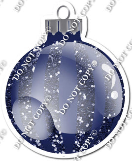 Sparkle Navy Blue - Vertical Lines - Christmas Ornament / Ball w/ Variants