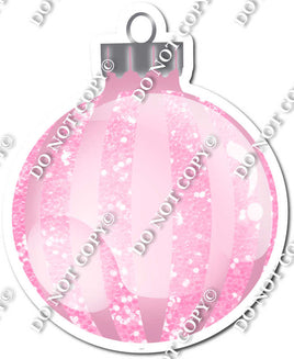 Sparkle Baby Pink - Vertical Lines - Christmas Ornament / Ball w/ Variants