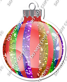 Sparkle Rainbow - Vertical Lines - Christmas Ornament / Ball w/ Variants