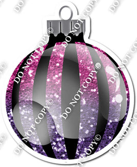 Sparkle Hot Pink & Purple Ombre - Vertical Lines - Christmas Ornament / Ball w/ Variants