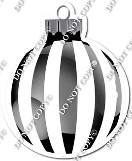Flat White & Black - Vertical Lines - Christmas Ornament / Ball w/ Variants
