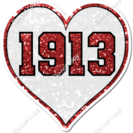 Red & White 1913 Heart Statement w/ Variant