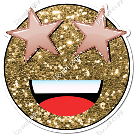Gold Sparkle Emoji with Rose Gold Star Eyes w/ Variants