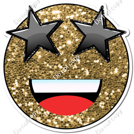 Gold Sparkle Emoji with Black Star Eyes w/ Variants