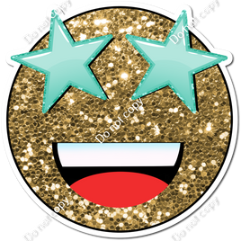 Gold Sparkle Emoji with Mint Star Eyes w/ Variants
