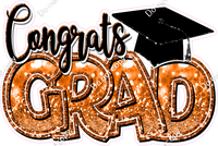 Orange - Bokeh - Congrats Grad Statement w/ Variants