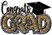 Gold & Black - Sparkle - Congrats Grad Statement w/ Variants