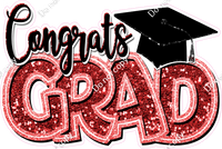 Red - Sparkle - Congrats Grad Statement w/ Variants