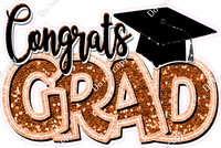 Orange - Sparkle - Congrats Grad Statement w/ Variants