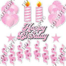 15 pc Baby Pink Sparkle HBD Flair Package