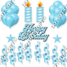 15 pc Flat Baby Blue HBD Flair Package
