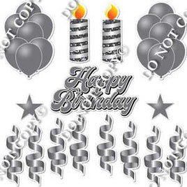 15 pc Flat Grey HBD Flair Package