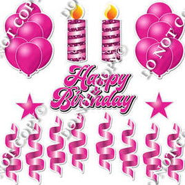 15 pc Flat Hot Pink HBD Flair Package