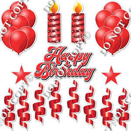 15 pc Flat Red HBD Flair Package