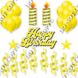 15 pc Flat Yellow HBD Flair Package