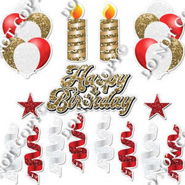 15 pc White, Gold & Red HBD Flair Package