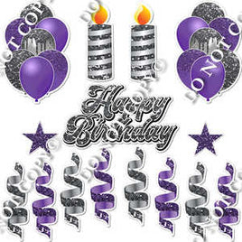 15 pc Purple & Silver Sparkle HBD Flair Package
