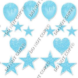 16 pc Baby Blue Sparkle Flair Set Flair-hbd0371