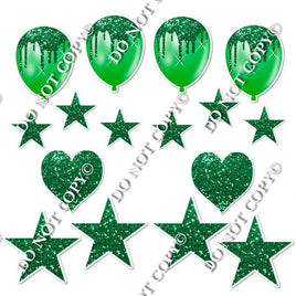16 pc Green Sparkle Flair Set Flair-hbd0381