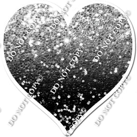 Sparkle - Light Silver & Black Ombre Heart
