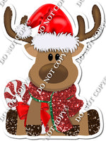 Sitting Reindeer with Red Scarf & Candy Cane w/ Variants