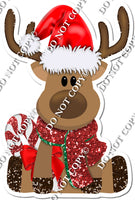 Sitting Reindeer with Red Scarf & Candy Cane w/ Variants