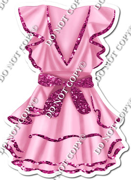 Baby Pink Dress with Hot Pink Bow w/ Variant