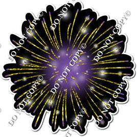 Purple & Yellow Firework - Black Background w/ Variants