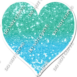 Sparkle - Mint & Baby Blue Ombre Heart
