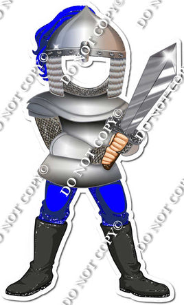 Blue Light Skin Tone Knight Holding Sword Cut Out w/ Variant